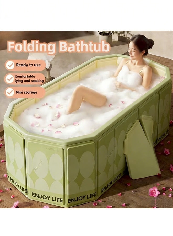 بيوينتي 120*55*50 سم حوض استحمام قابل للطي للبالغين، حوض استحمام محمول مع شبكة من البلاستيك PVC المتين ومقاومة للخدوش، مواد مقاومة للماء مكثفة، طلاء مطبوع، تخزين سهل، حوض استحمام صيني منزلية بدون تركيب لشخصين مع بطانات حوض استحمام و أنبوب تصريف للاستخدام المنزلي - Image 5